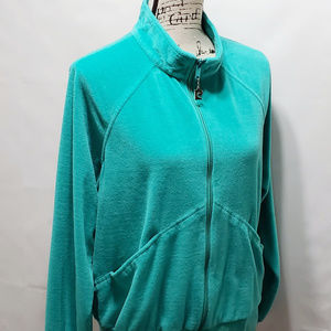 Pierre Cardin Teal Soft Velour Zip Front Jacket